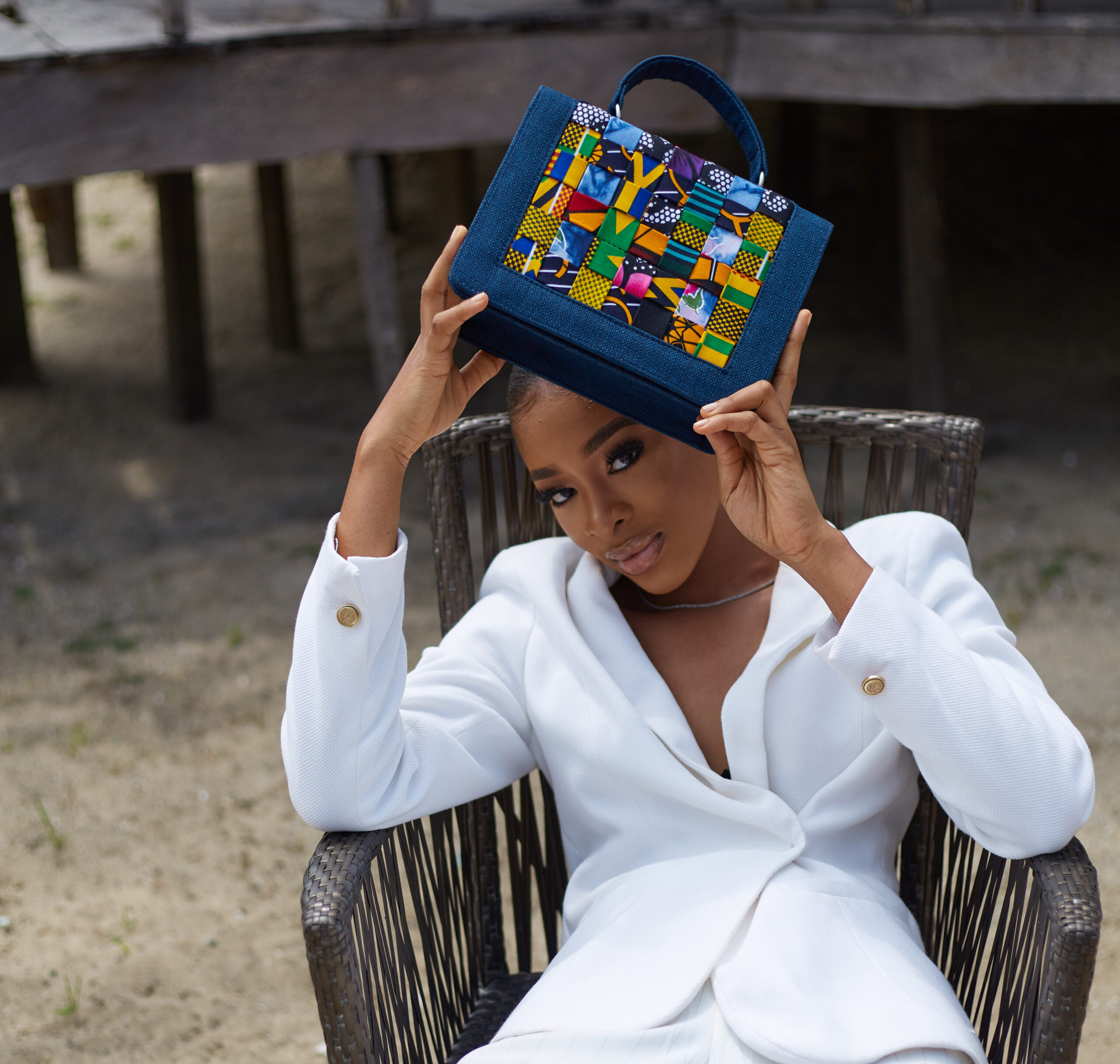 Blue Bolanle Patches Bag