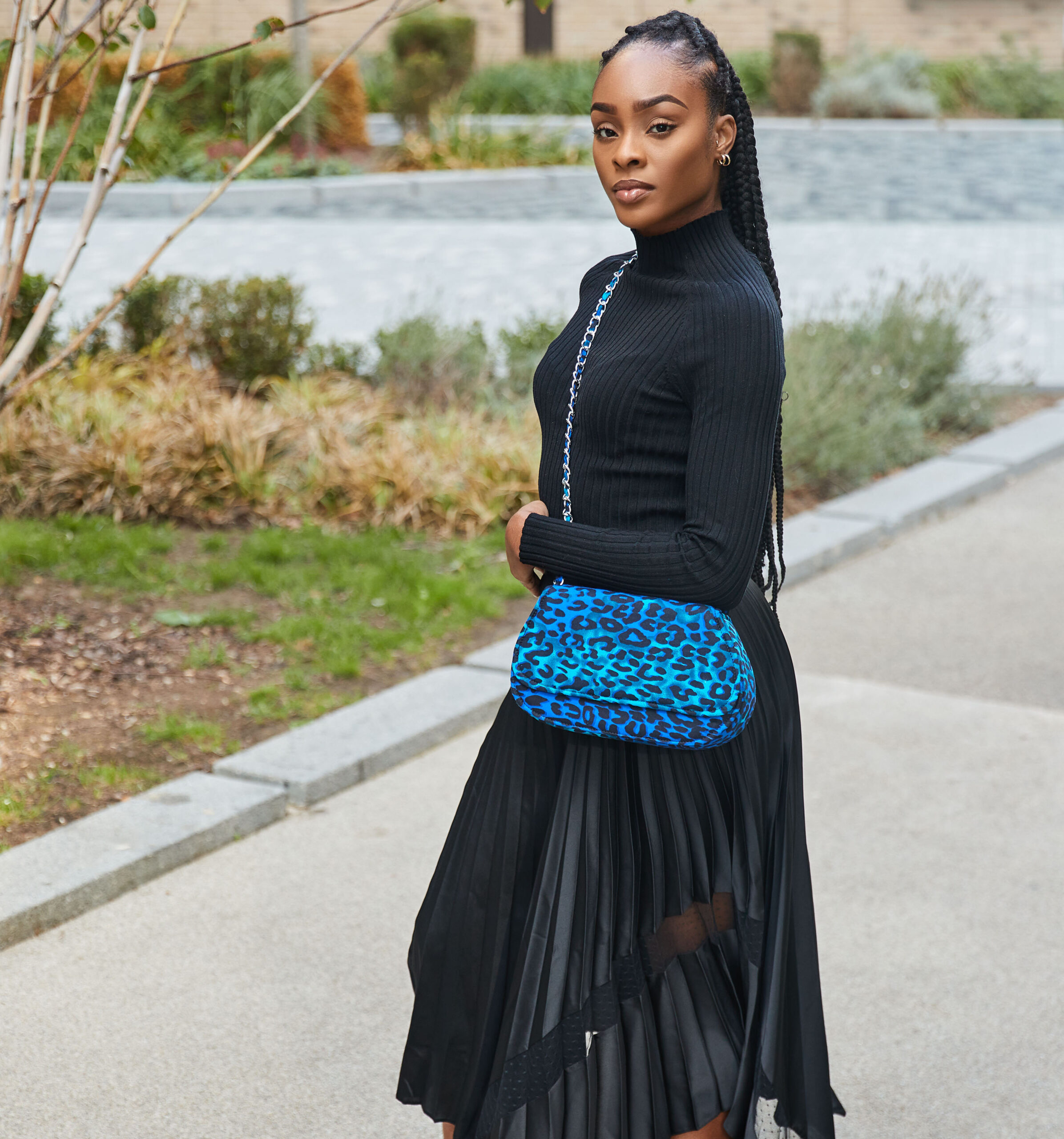 Blue Leopard Mide Bag