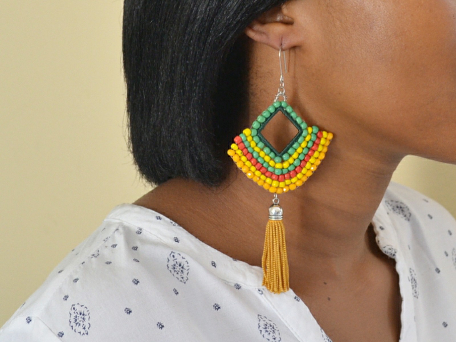​Multicolor Tassel Earrings with Sterling silver hooks