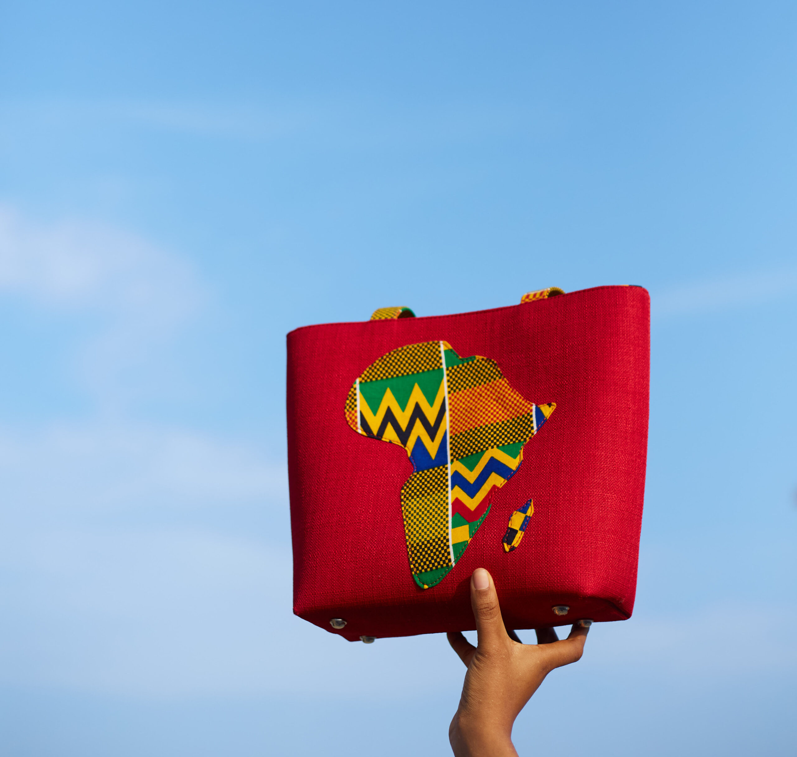Red African Map Tote Bag