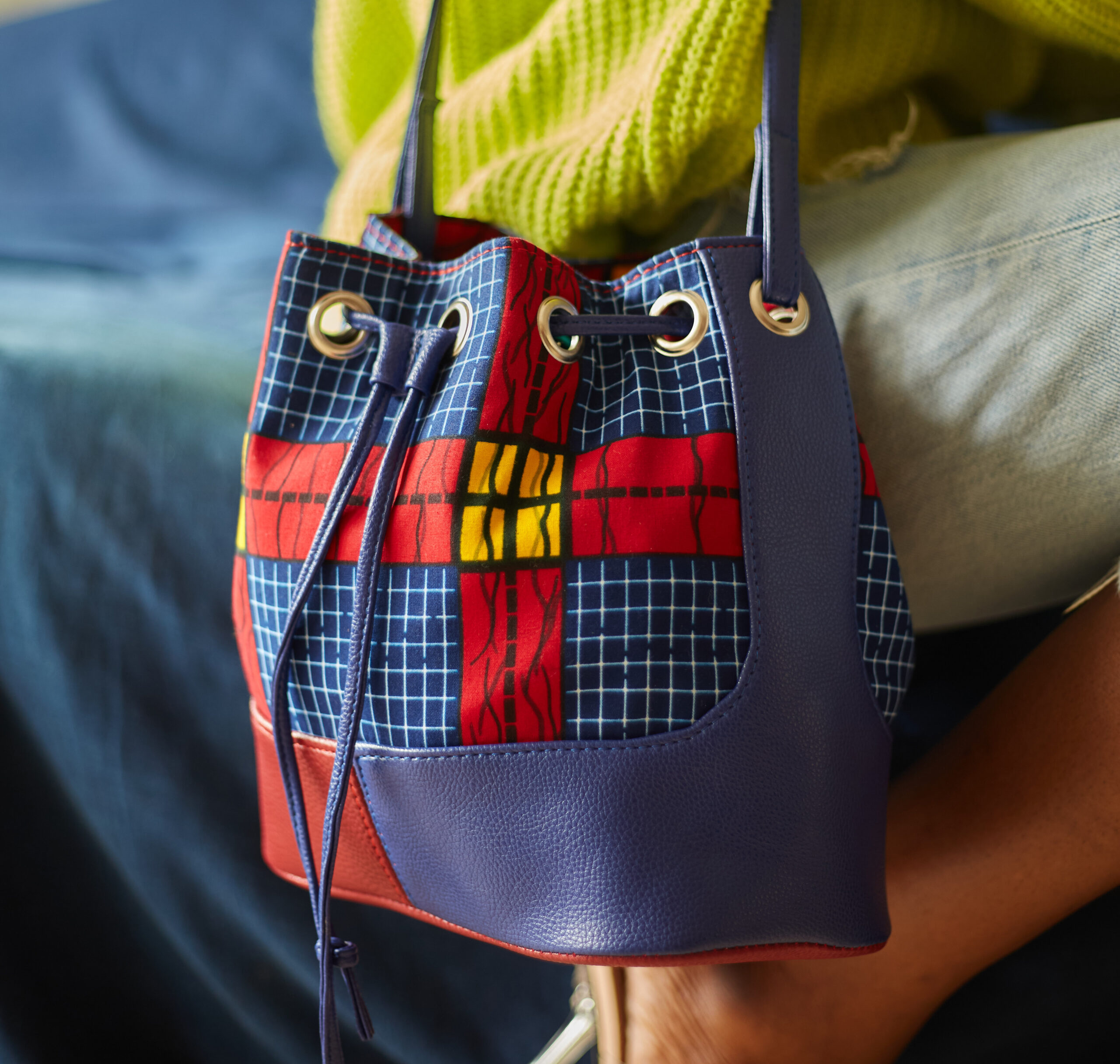 Two Toned Mini Bucket Bag