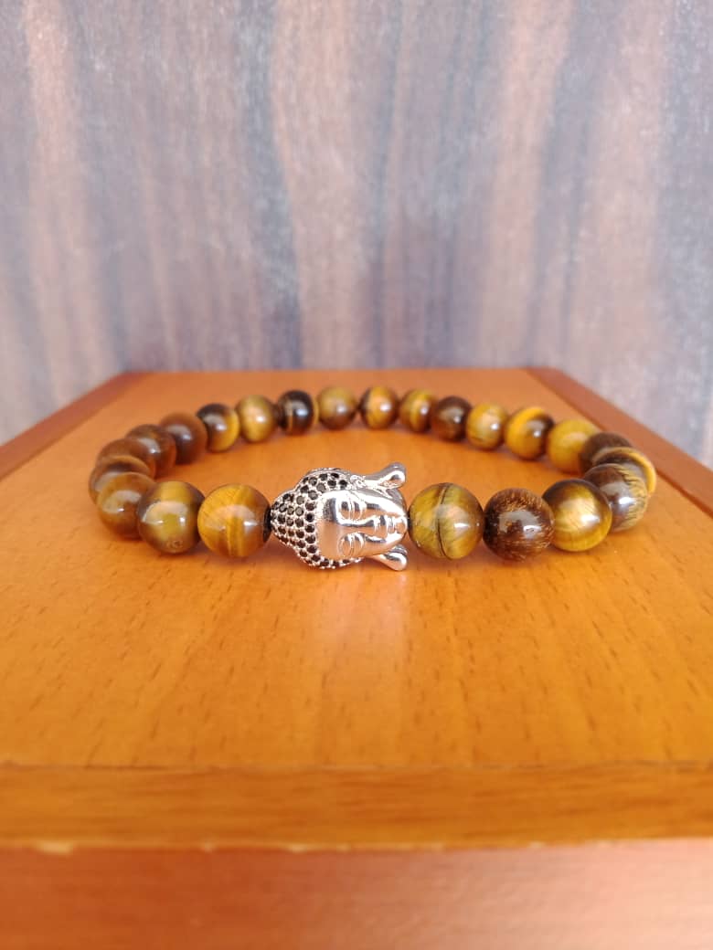 Tigereye Bracelet with Buddha Head Charm