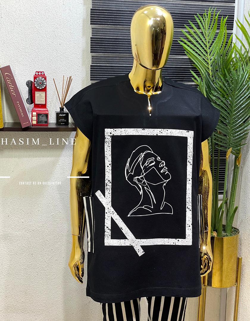 Black armless tunic and pant