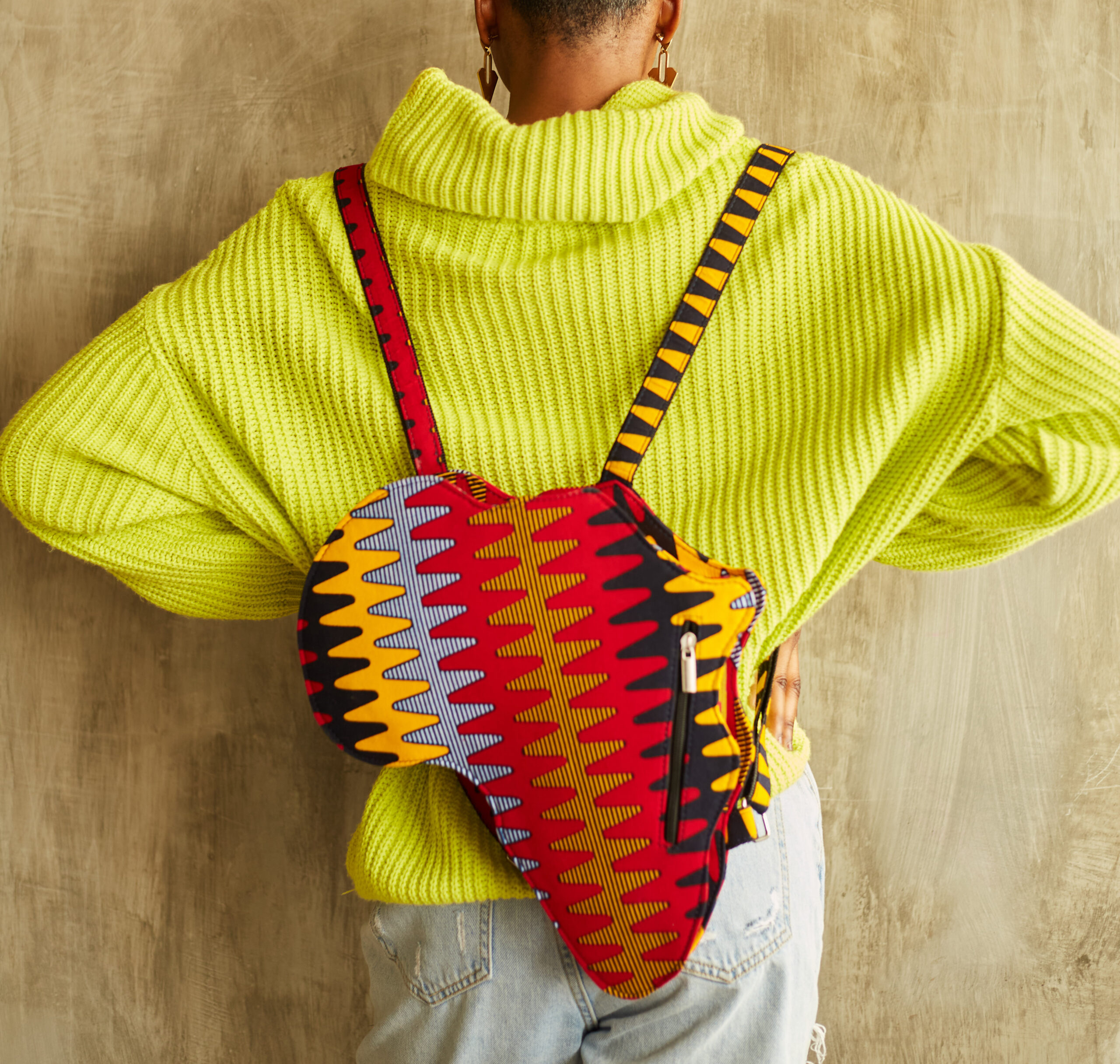 Zigzag Print African Shaped Backpack