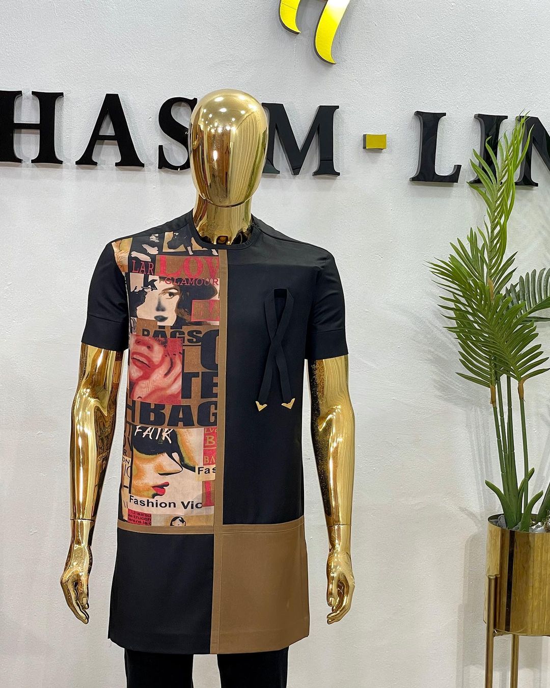 Ribbon attached kaftan