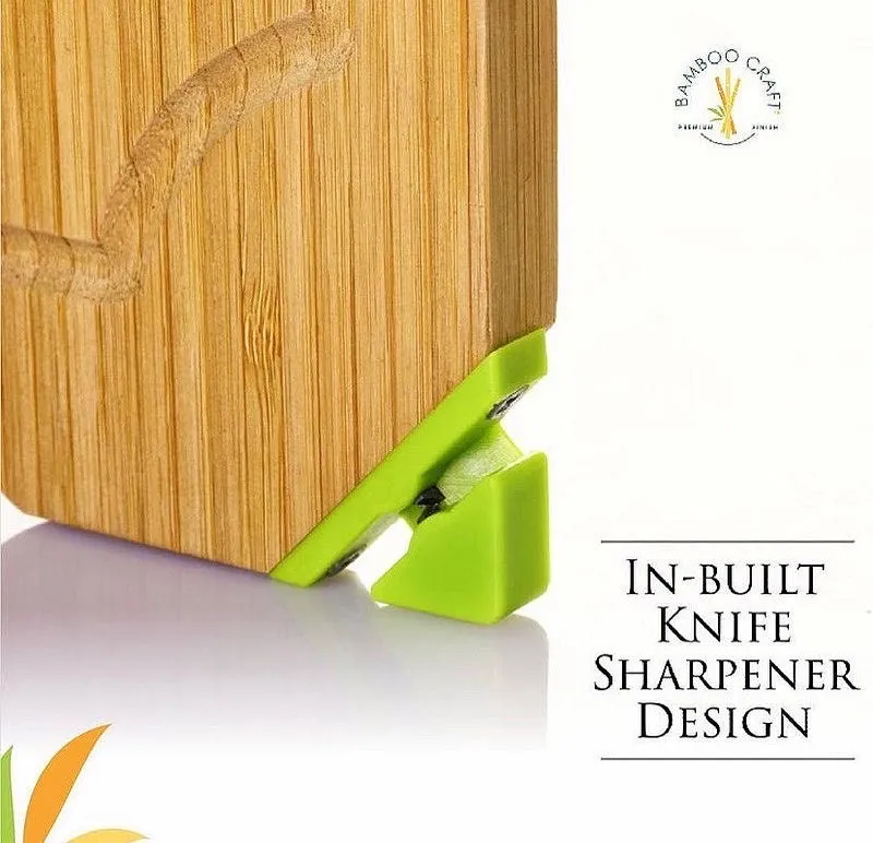 Bamboo Chopping Board + Integrated Knife Sharpener
