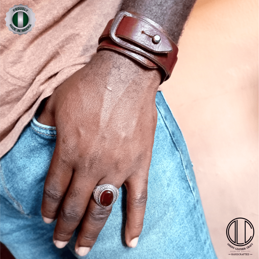 Mens Personalised Double Leather Bracelet | Mens | EVY Designs