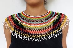 Rainbow colors handmade beaded choker necklace