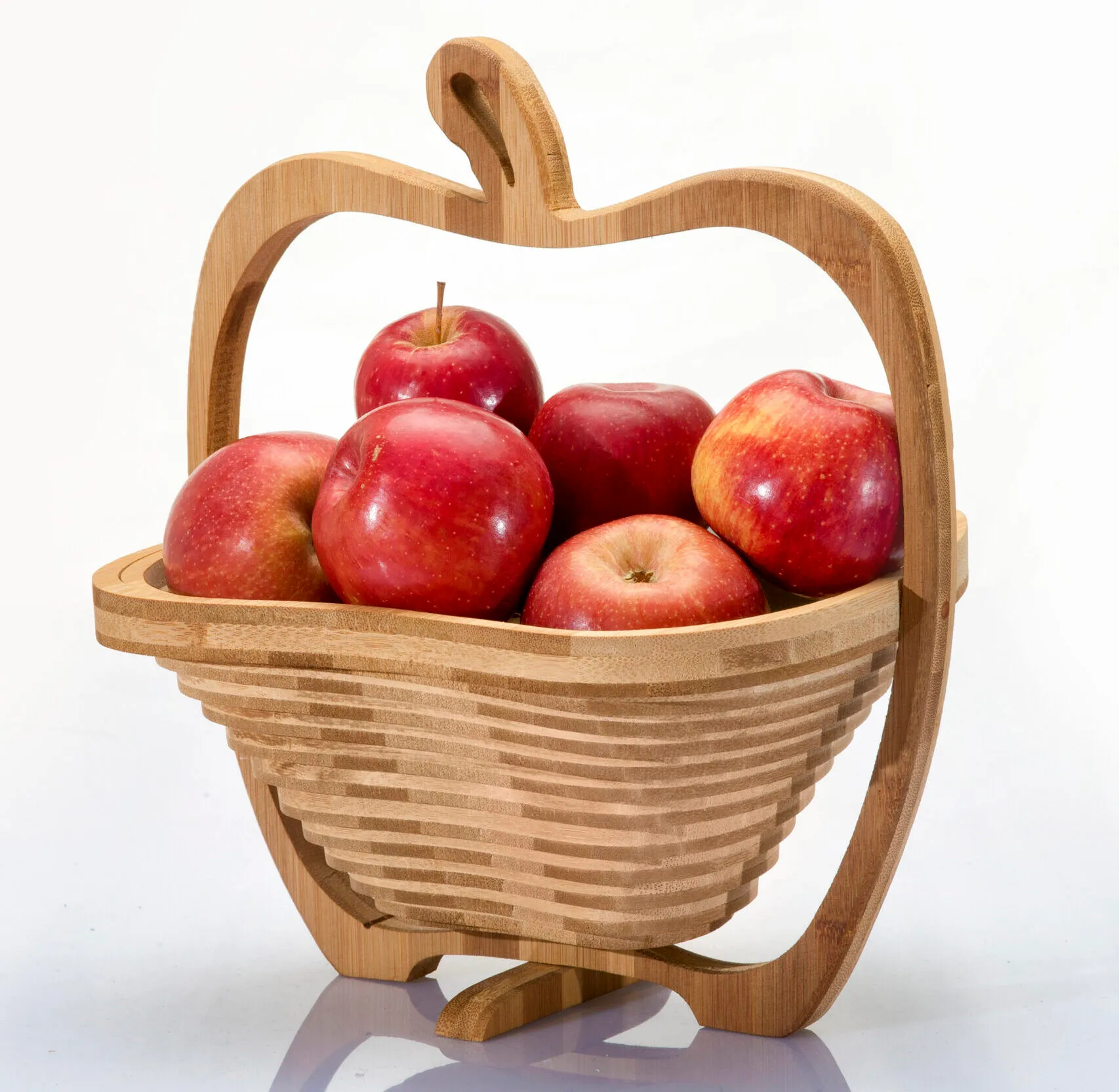 Bamboo Foldable Spiral Cut Fruit Basket